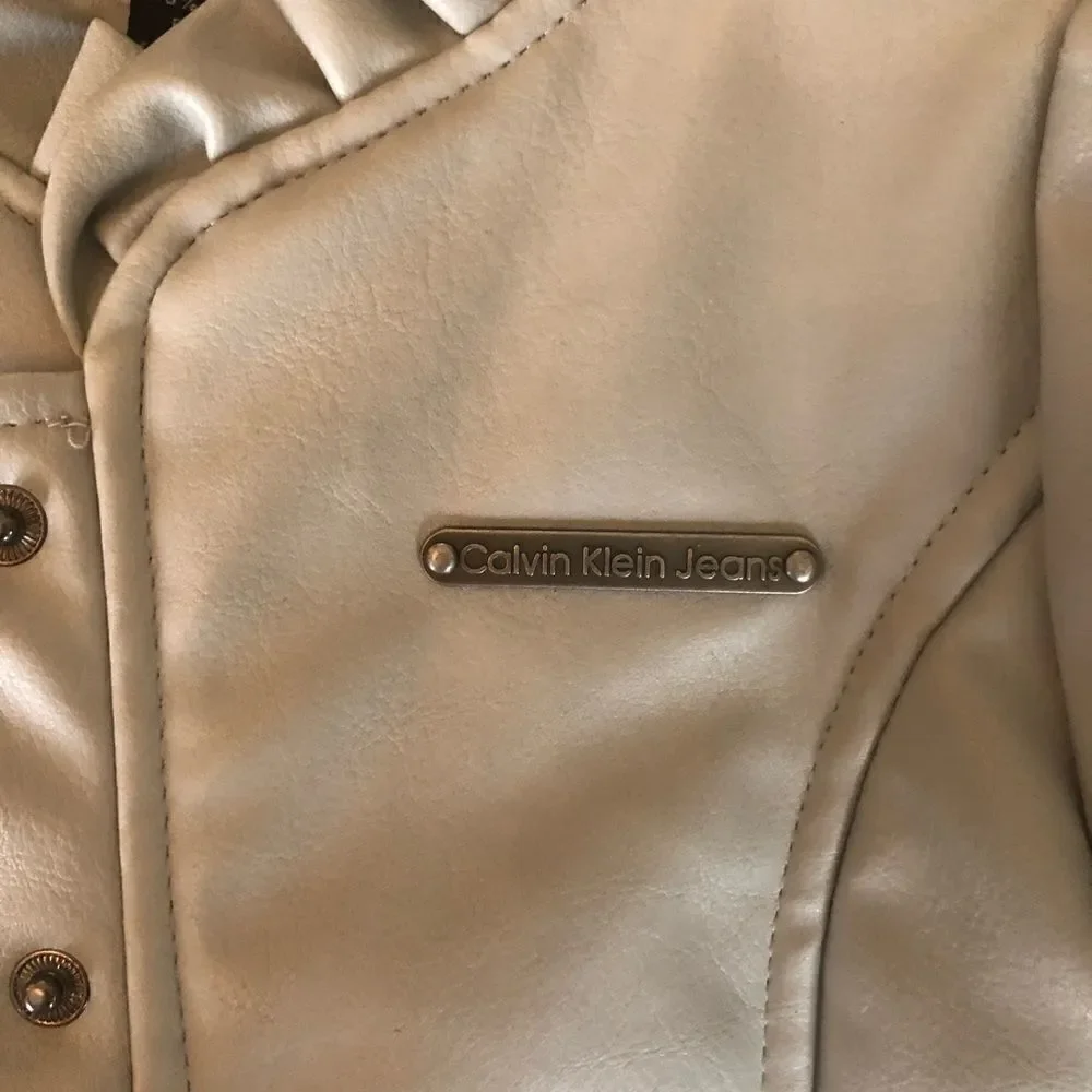 Calvin Klein Jeans Gray Faux Leather Jacket